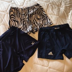 3 pairs of spandex shorts